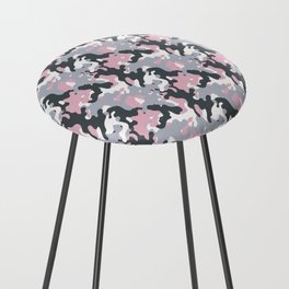 Pink and grey abstract camo pattern  Counter Stool