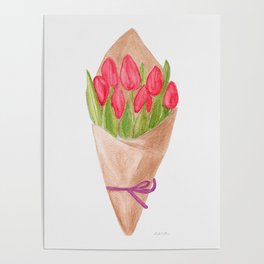 Pink Tulip Bouquet Poster