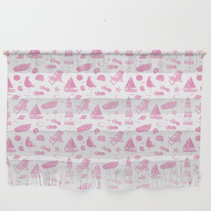 Pink Summer Beach Elements Pattern Wall Hanging