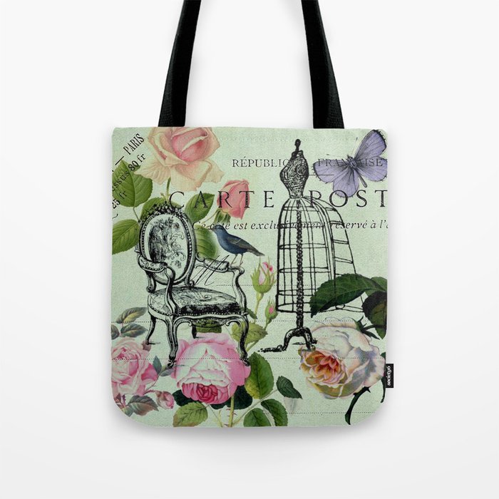 botanical butterfly garden roses french mannequin fashion paris Tote Bag