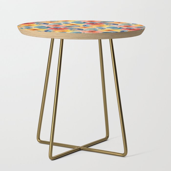 Colorful Watercolor Hibiscus on Warm Beige Side Table