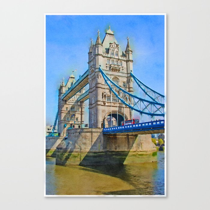 Tower Bridge in London with Double Decker Bus Canvas Print