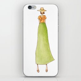 Fashion design illustration green summer dress iPhone Skin