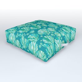 Modern Geometric Seashell Pattern, Aqua and Turquoise Outdoor Floor Cushion