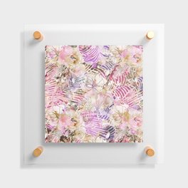 Colorful summer pink purple ivory watercolor flowers Floating Acrylic Print