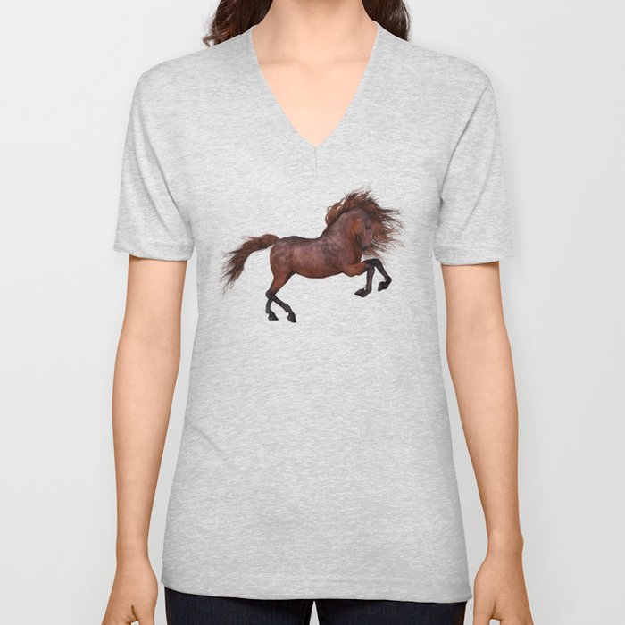 A Horse In The Sunset V Neck T Shirt