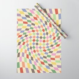 Colorful Checkered Swirl Pattern Wrapping Paper