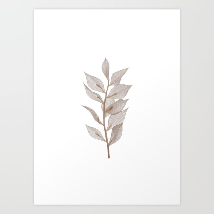 Natural Beige Leaf Botanical Art Print