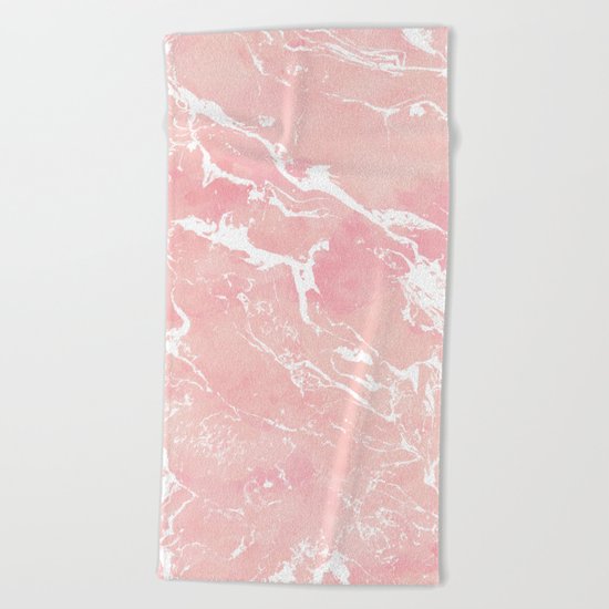 Modern pastel blush pink watercolor marble pattern Beach Towel