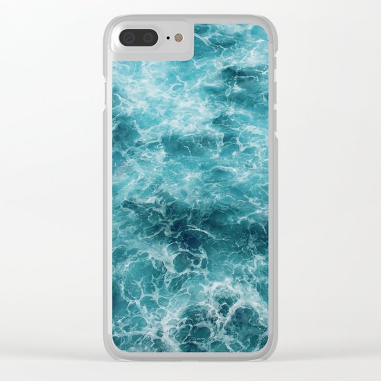 Blue Ocean Waves Clear iPhone Case
