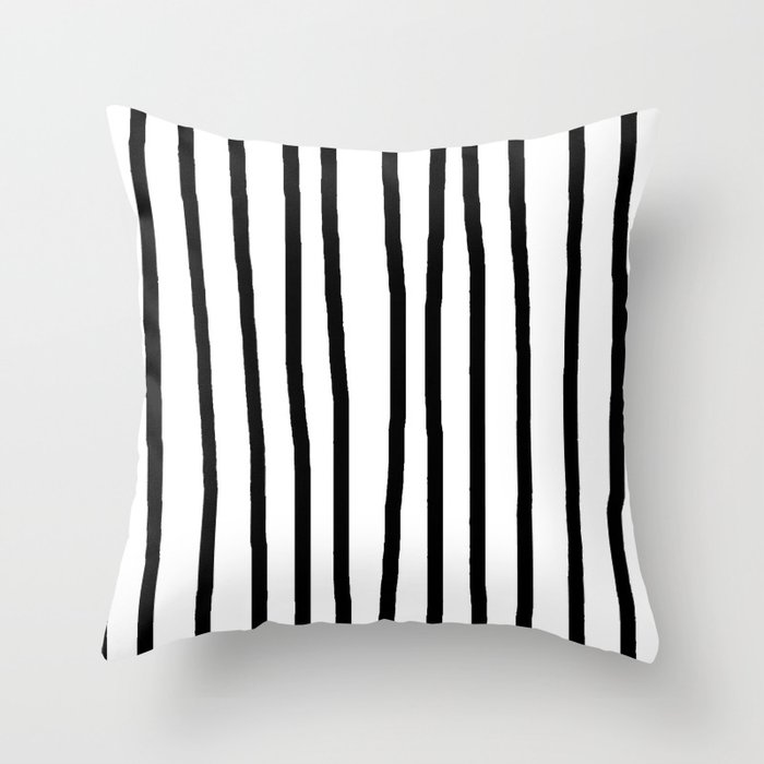Simply Drawn Vertical Stripes in Midnight Black Throw Pillow
