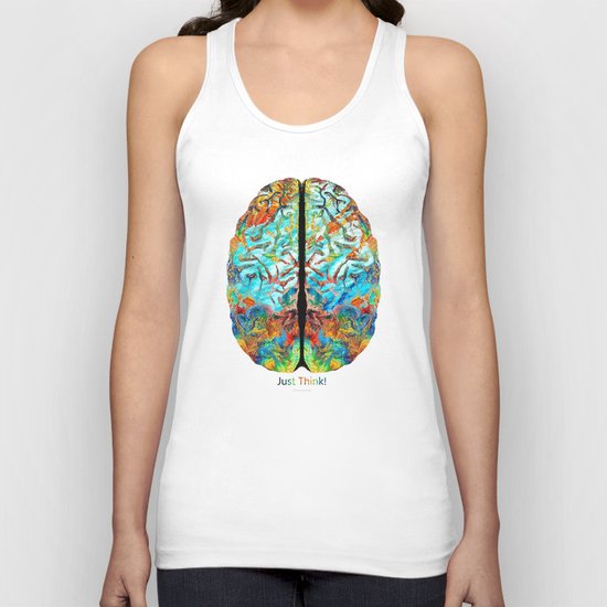 Colorful Brain Art - Just Think - By Sharon Cummings Unisex Tank Top