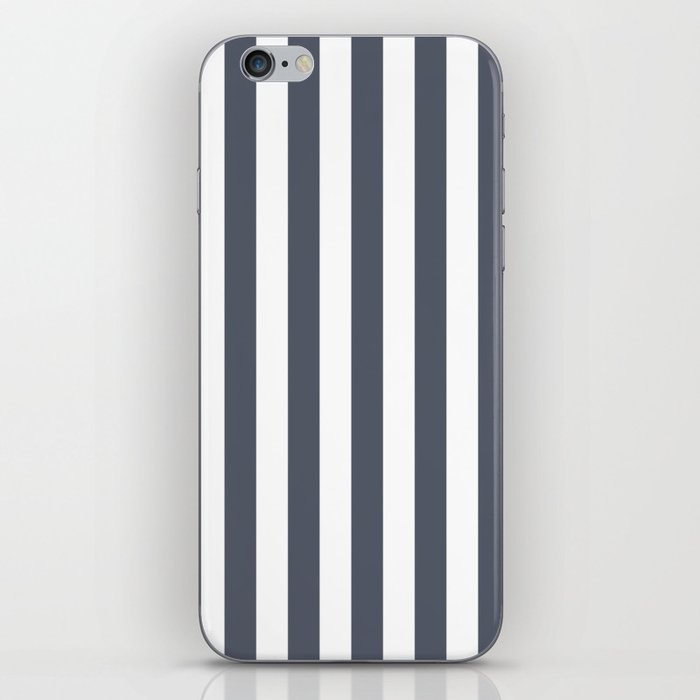 Dark Gray and White Straight Vertical Stripes iPhone Skin