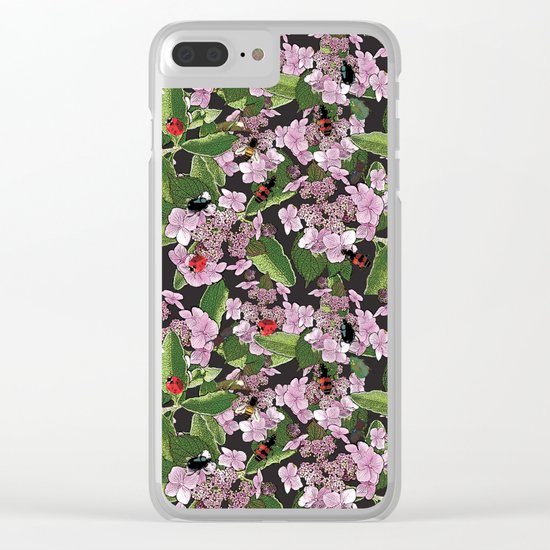 Floral insects pattern Clear iPhone Case