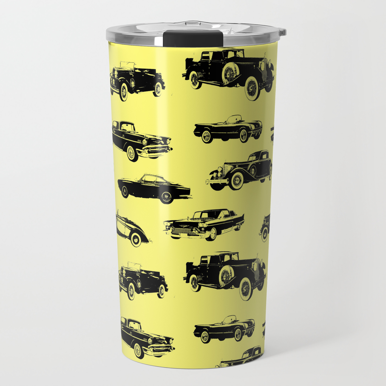 Classic Cars Yellow Travel Mug By Thinlinetextiles Society6