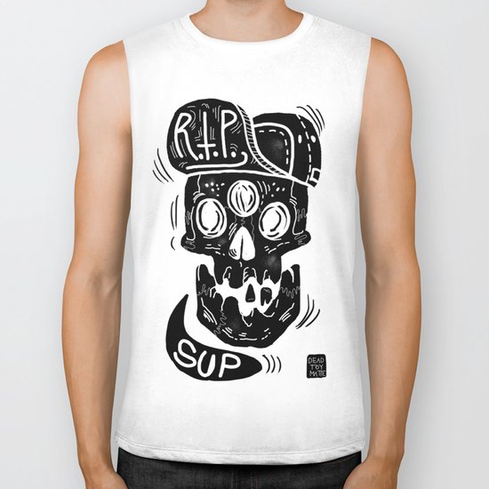 3 eyes skull says "SUP" Biker Tank