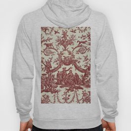 Red Toile Woman Being Crowned with a Circlet of Roses Hoody