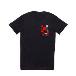 Red Black and Grey squares T Shirt