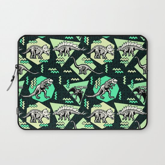 90 S Dinosaur Skeleton Neon Pattern Laptop Sleeve By Chobopop Society6