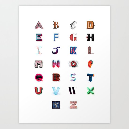 Illustrated Letters - Set One Art Print