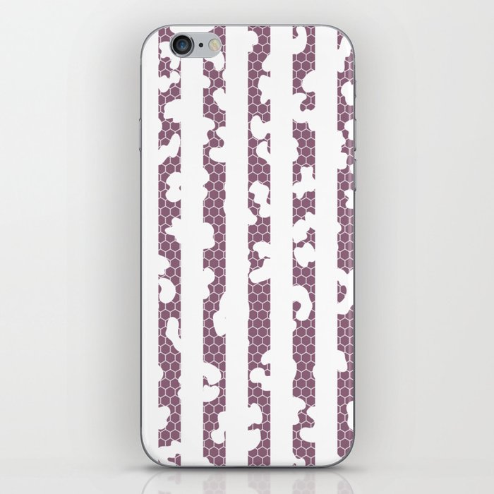 White Lace Leopard Print on Dark Purple and White Stripes iPhone Skin