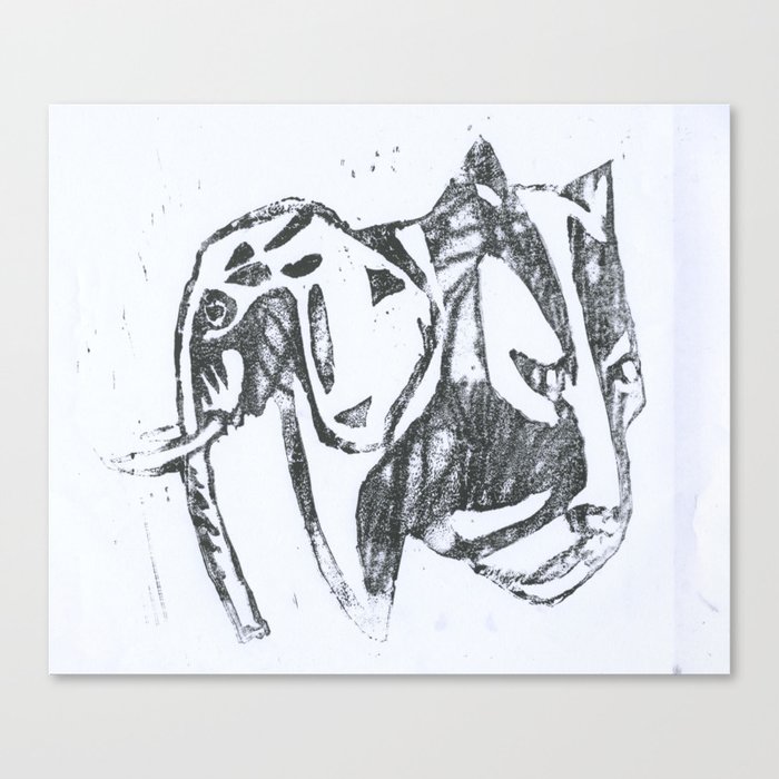Elephant & Panther Canvas Print