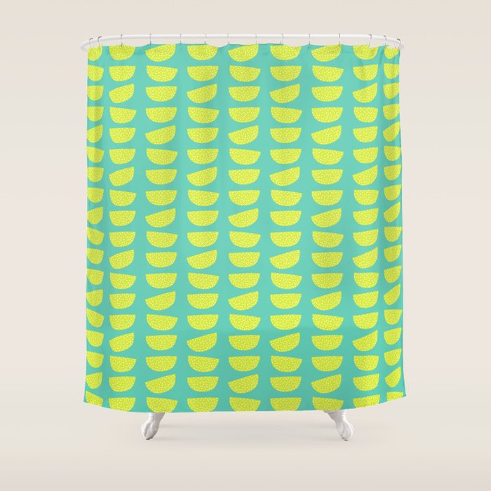 Lime Green And Teal Abstract Geometric Shower Curtain By