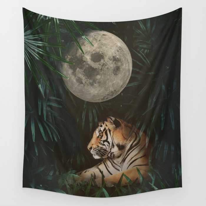 Moon and Tiger Wall Tapestry