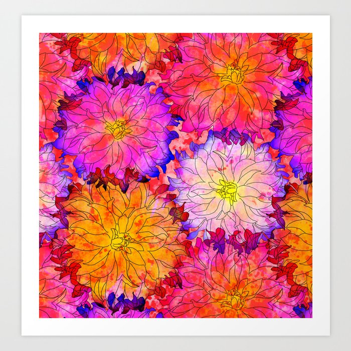 Bunch O' Dahlias Art Print