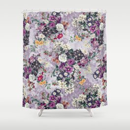 Botanical Flowers Purple Shower Curtain