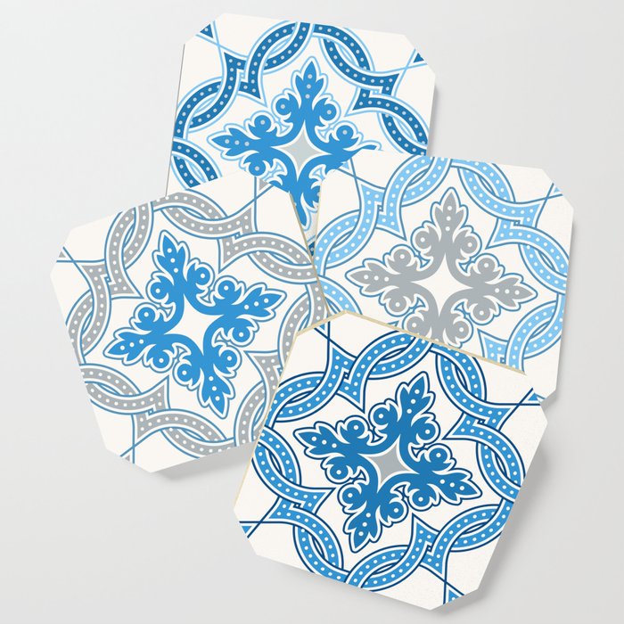 Azulejos Tile Coasters Portuguese Inspired Blue Stone Coasters, Set of 4 