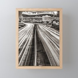 Denver Colorado Stadium at Mile High - Sepia Monochrome Framed Mini Art Print