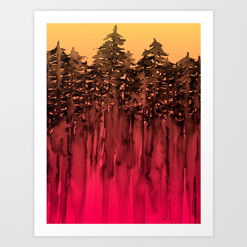 Forest Through The Trees 12 Hot Pink Magenta Orange Black