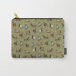 Tiny Goats on Green - Goat Herd Pattern Carry-All Pouch