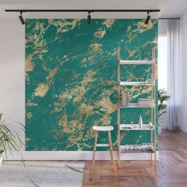 Teal & Gold Marble 06 Wall Mural