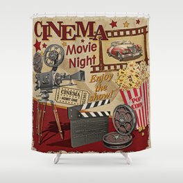 Cinema retro poster. Shower Curtain