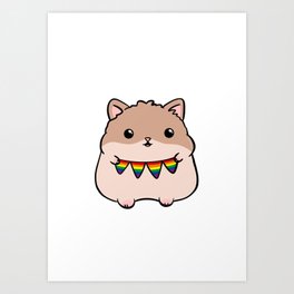 Gay Pride Hamster, Syrian Hamster Gay Pride Flag Art Print