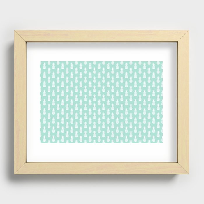 Mint Pineapple Pattern Recessed Framed Print