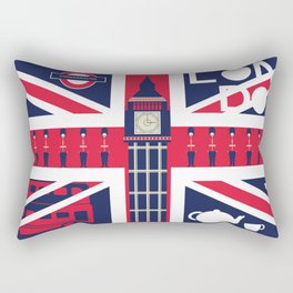 Vintage Union Jack UK Flag with London Decoration Rectangular Pillow