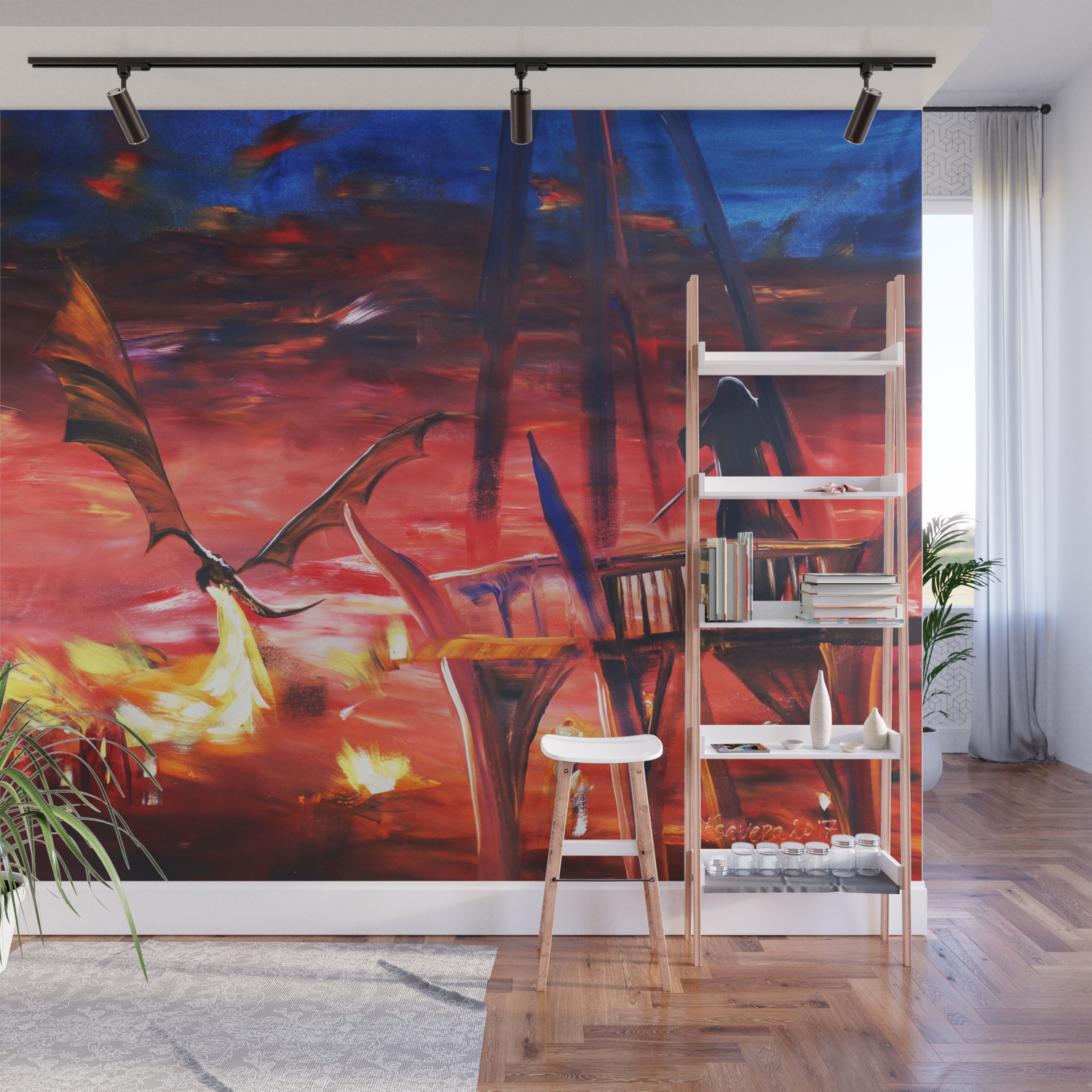 Dragon Attacks Lake Town 110x160 Cm S053 Large Impressionism
