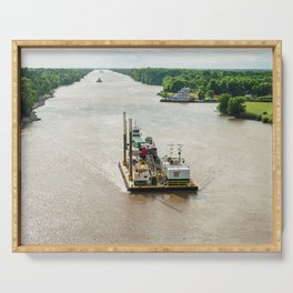 Barge on the Mississippi River Serving Tray