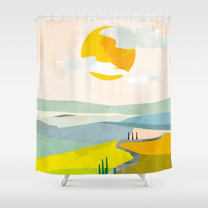Tuscany italy landscape abstract art Shower Curtain