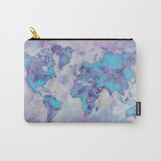 World Map Purple Carry-All Pouch