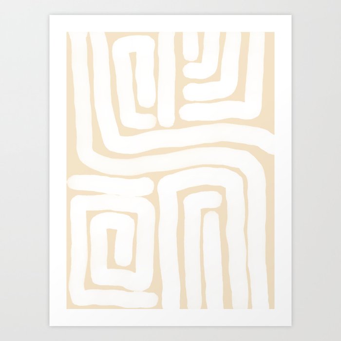 Cream and White Lines Abstract Print Art Print