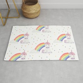 Kawaii Unicorn + Rainbow Rug