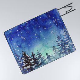 Winter Galaxy Forest Picnic Blanket