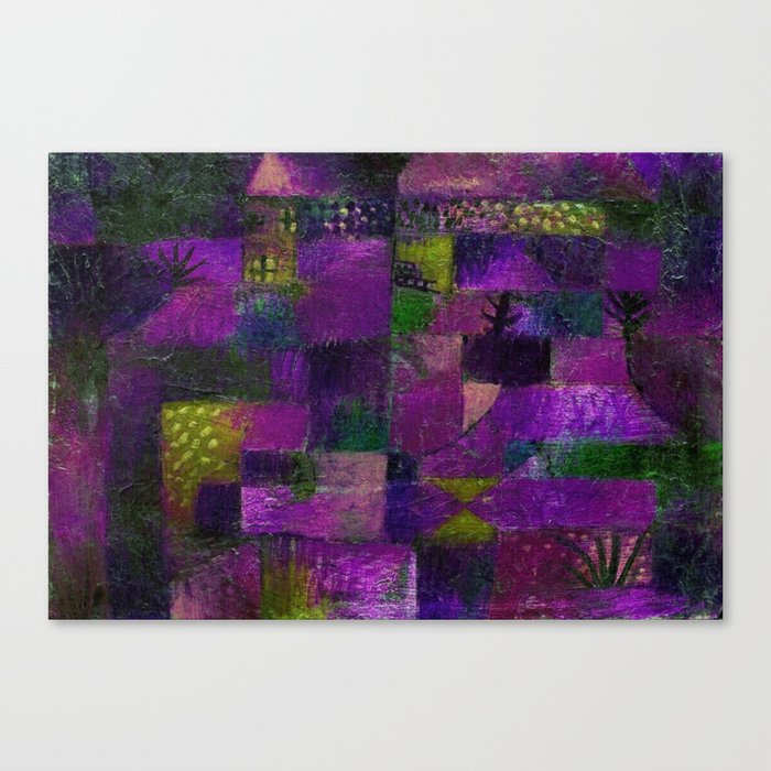Terraced garden tropical floral Tuscany purple and gold abstract landscape painting by Paul Klee Canvas Print