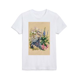 Blue Heron Floral Kids T Shirt