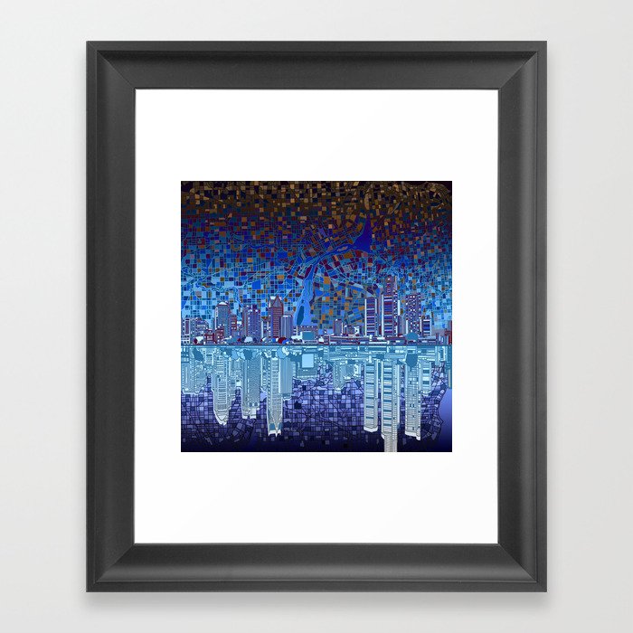 Detroit City Skyline Framed Art Print By Bekimart Society6