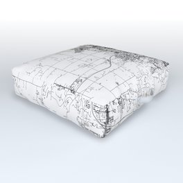 Rochester White Map Outdoor Floor Cushion | Simple, Graphicdesign, Usa, Abstract, Rochester, Drawing, Digital, America, Black And White, Modern 